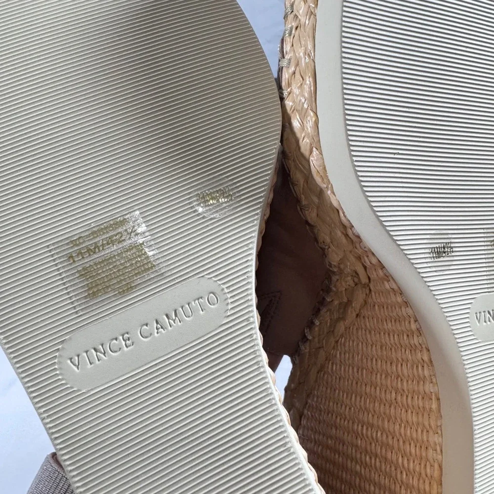 New Vince Camuto Brissia Tortilla Nubuck Espadrille Platform Wedge Mule Size 11M